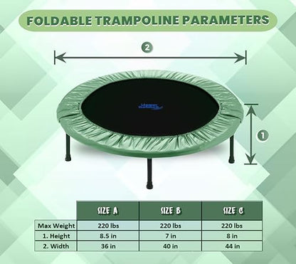 Machrus Upper Bounce 36" Mini Trampoline for Adults - Small Rebounder Trampoline with Durable Jumping Mat, Portable & Foldable