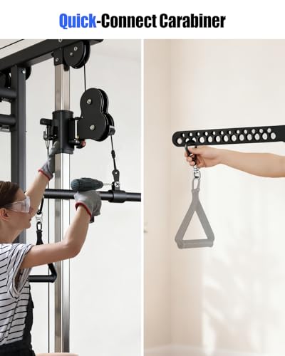 Multi-Grip LAT Pulldown Bar for Home Gym, Lat Pull Down Attachment with Swivel Bearings & Carabiners for Cable Machine Pulley System, Tricep Pushdown, Back Workout, Strength Training
