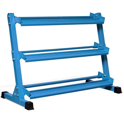 Rep Fitness Dumbbell Rack | 3-Tier Compact Holder | Fits Sets 5-50 lb | Weight Storage Stand | Rubber Hex Organizer | Free Weights Shelf | Heavy Duty Steel Frame | Gym Equipment for Home - color: OptionI: Rack Only - Blue
