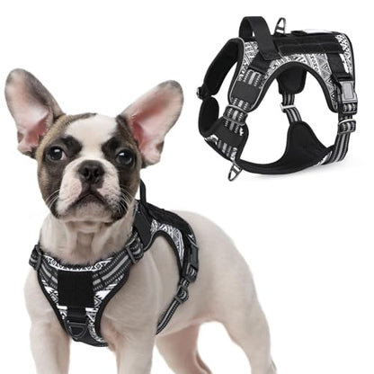 rabbitgoo Tactical Dog Harness for Small, No Pull Military Service Vest - color: B&W Geometric, size: Small