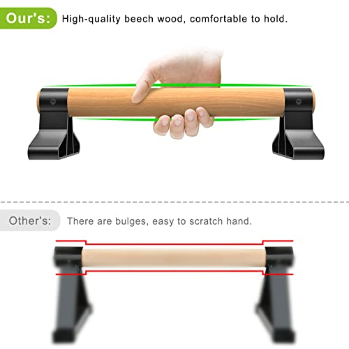 SELEWARE Wood Push Up Bars Steel Calisthenic Parallette Bars Handstand Bars - color: A: Wood Grip (15.7"L x 4"H)