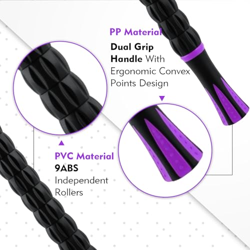 Soulchen 10 PCS Muscle Roller Stick Set - Body Massage Stick Reduce Muscle Soreness Tightness Leg Cramps for Athletes Physical Therapy and Recovery, Purple