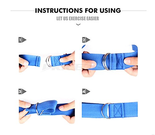 Yoga Strap – Sturdy Cotton Exercise Straps 6FT Straps - Adjustable D-Ring Buckle Gives Stretching Flexibility For Yoga Stretching & General Fitness Physical Therapy Pilates Gym Workouts - color: purple