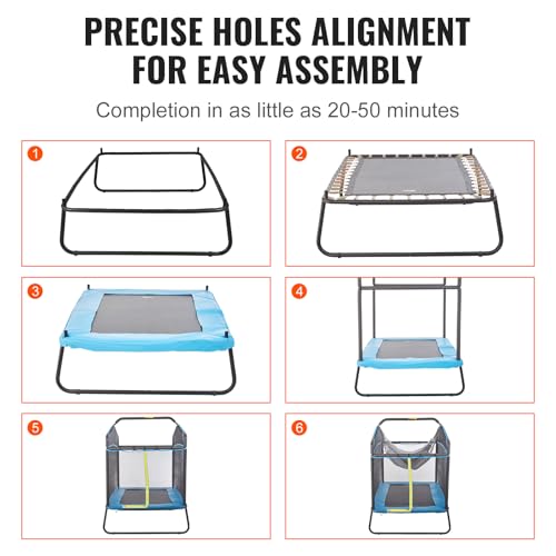 VEVOR 6FT Trampoline 72" Indoor/Outdoor Trampoline, Mini Trampolines with Safety Enclosure Net, Gymnastics Bar, Hammock, Recreational Trampoline Birthday