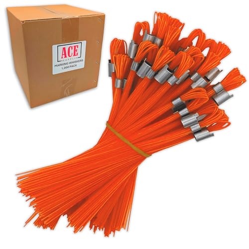 ACE Supply Orange Marking Whiskers - 1000 Pack - Durable Marking Whisker Set - Use Survey Whiskers As Survey Stakes, Construction Markers, Or Trail Markers - color: Orange, size: 1000 Pack
