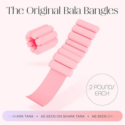 Bala Bangles Wrist & Ankle Weights for Women & Men, Home Gym Equipment - color: Blush, size: 2 LB