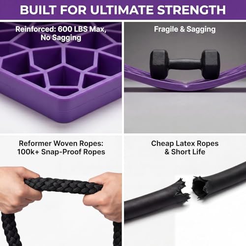 Foldable Pilates Reformer Board for Beginners, Pilates Workout Kit w/ Resistance Bands, Purple Sliders for Core, Balance & Push-Up Training, Mini Home Friendly Pilates Equipment Set