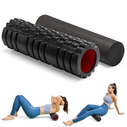 Krightlink 2-in-1 18" Foam Roller Set for Deep Muscle Massage - color: Black-18"(2 in 1)