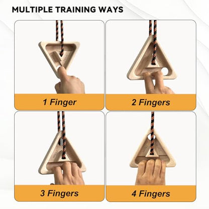 Portable Hangboard Rock Climbing, 2 pack Triangular Wooden Climbing Fingerboard with 3 Multi-Depth Pockets, Finger Strength, Arm Workout & Pull-up Training