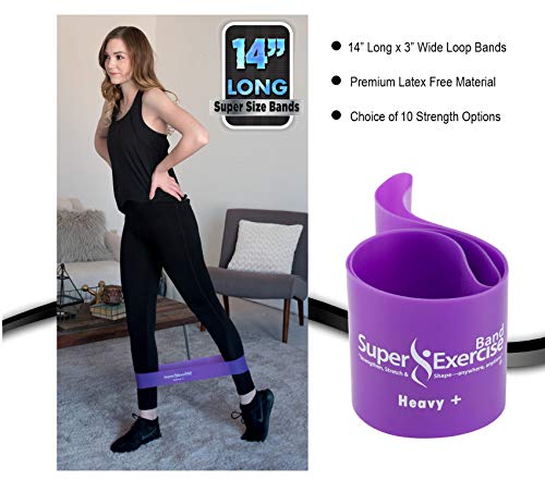 USA 14" x 3" Extra Long Latex Free Mini Loop Bands in 3, 5, 10 Pack Sets. 10 Strengths for Resistance Training, Stretching, Yoga, Toning. Plus an Exclusive iPhone App and E-Book. - color: r. Purple HEAVY+ Loop Band 5 Pack