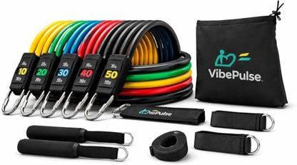 Resistance Bands Set for Physical Therapy Stackable 10-150 lbs Exercise Bands with Handles, Door Anchor, Ankle Straps & Carry Bag - Strength Training, Rehabilitation & Home Gym for Men & Women