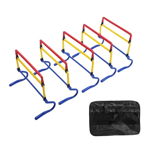 5 Pieces Agility Hurdles Speed Hurdles Obstacle Rack Field Training Set Adjustable Height Foldable PVC Material Suitable for Outdoor Indoor Agility Wo - color: Multicolor