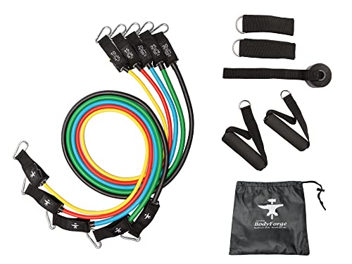 BodyForge Resistance Bands, Exercise Bands, Resistance Bands for Working Out, Work Out Bands with Handles for Men and Women Fitness, Strength Training Home Gym Equipment - size: 1 Pack