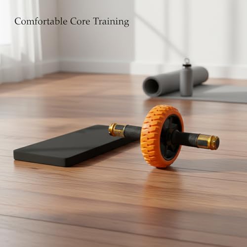Ab Wheel Roller with Knee Pad - Orange Exercise Wheel for Core Strength & Home Fitness Training