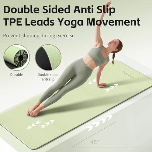 PAIDU Yoga Mat 8mm Super Thick TPE Fitness Mat | SGS Certified | Non-Slip, Odorless & Tear-Resistant | Unisex with Strap | for Yoga, Pilates, Meditation & Home Workouts
