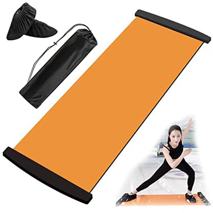 Slide Board (78" L x 20" W) with End Stops, Sliding Booties, Mesh Carrying Bag Included and Exercise Guide for Low-Impact Indoor Home Workouts and Balance Training (Skating, Hockey)