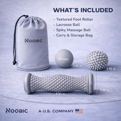Foot Roller for Plantar Fasciitis Pain Relief – Deep Tissue Foot Massage Kit for Arch & Heel Pain, Includes Lacrosse & Spiky Massage Ball