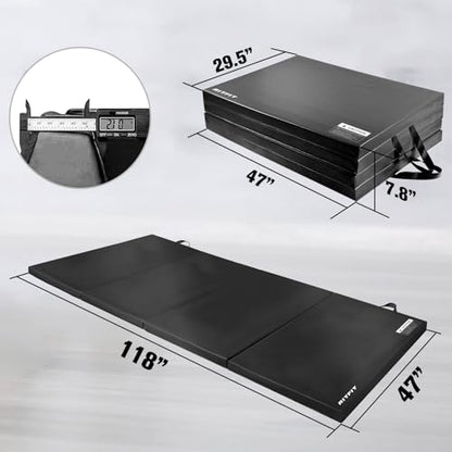 RitFit Upgraded Folding Exercise Mat, 2 Inch Thick Gymnastics Mat - color: Black(4' x 10')