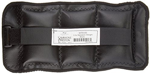 Sammons Preston Cuff Weight, 5 lb, Black, Velcro Strap & D-Ring Closure, Grommet for Easy Hanging, Lead Free Steel Ankle & Wrist Weights, For Strength Building & Injury Rehab, Sold Individually - style: 5 lbs.