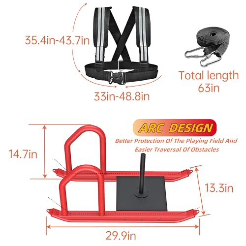 Weight Sled for Training, Heavy Duty 500 LBS Pull Push Sled for Outdoor, Indoor, Football, Durable Steel Weighted Sled, Compatible with 1" & 2" Weight Plate, Frame with Adjustable Reflective Stripe Vest