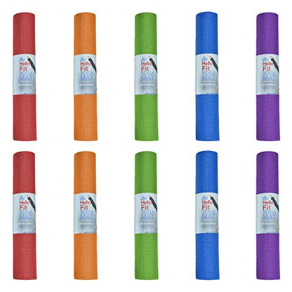 10-Pack Yoga Mat, 68" x 24" Non Slip Exercise Mat, 4mm Thick Gym Mat for Fitness and Stretching, Bulk Non Toxic Yoga Mats for Schools and Studios