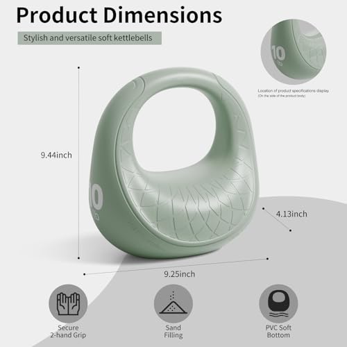 Soft Kettlebell, Kettlebells Anti-Slip Grip with Cushioned Impact-Resistant Base, Strength Training Kettlebells Sets for Home Workouts, Kettlebell for Women/Men/Beginners (6LB/10LB/15LB)