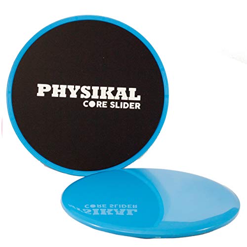 PHYSIKAL Exercise Core Sliders, Double-Sided use on Carpet, Hardwood Floors and on Any Surface. Full Body Workout. Compact for Travel or Home Abdominal Exercise Equipment