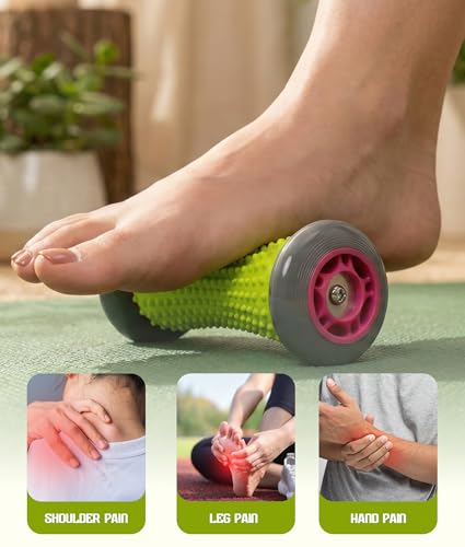 Foot Roller Massager for Plantar Fasciitis Relief, Neuropathy, Reflexology Trigger Point Foot Massager Roller, Feet Rollers with Spike Ball to Relieve Stress and Tight Muscles, Deep Tissue Massage