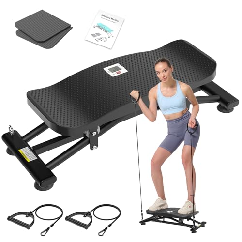 Ski Balance Board with LCD Display and 300LB Weight Capacity, Rocking Stepper Ski Simulator for Home Workout, Ideal for Balance, Cardio and Core Workout for Adults