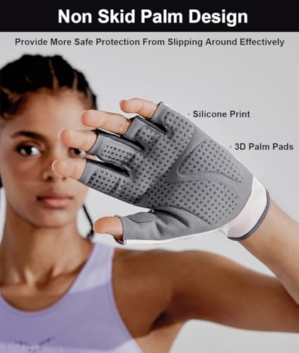 Workout Gloves for Women & Men, Anti-Slip Fingerless Gloves for Weightlifting, Mens Workout Gloves Gym Gloves Fitness Gloves