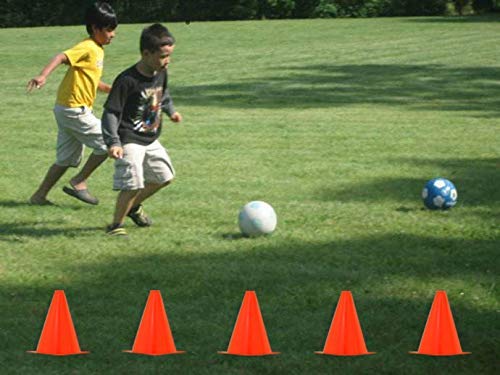 [ 48 Pack ] 7 Inch Plastic Traffic Cones Field Marker Cones Sport Training Traffic Cone Sets for Skate Soccer Indoor/Outdoor Agility Training & Festive Events Physical Education Flexible - Orange