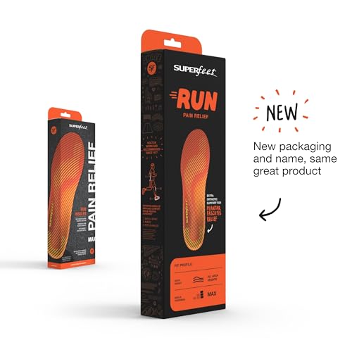 Superfeet Run Pain Relief Insoles for Plantar Fasciitis Relief & Runners with All Arch Heights Support & EVOLyte® Carbon Fiber - 1.5-13 Men / 12.5-14 Women