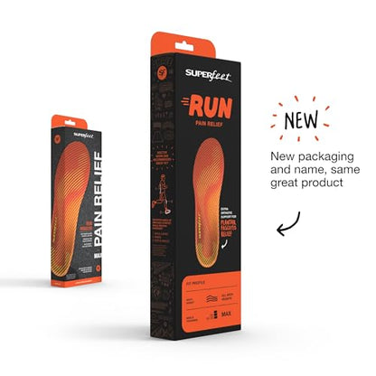 Superfeet Run Pain Relief Insoles for Plantar Fasciitis Relief & Runners with All Arch Heights Support & EVOLyte® Carbon Fiber - 1.5-13 Men / 12.5-14 Women
