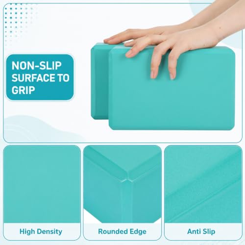 Wettarn 6 Pack Yoga Blocks 9 x 6 x 4 Inch EVA Foam, Lightweight - color: Bright Green
