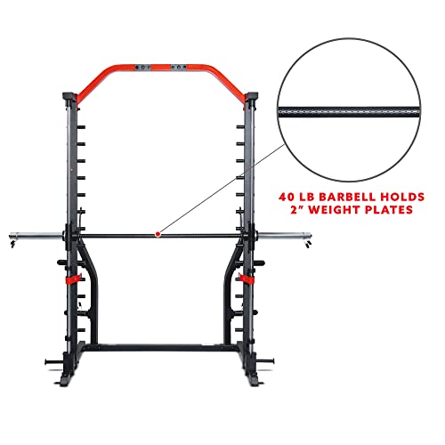 Sunny Health & Fitness Premium Smith Machine & Squat Cage Rack, Pull-Up Bar, Spotter Blocks for Weightlifting & Bench Press for Home Gym Strength Training - style: Premium