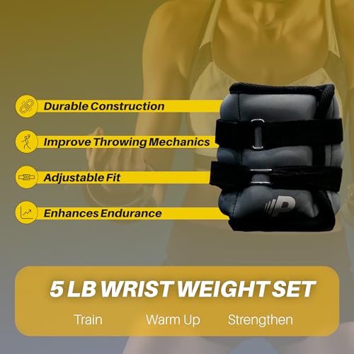 Premier Pitching Wrist Weight Set | Adjustable Neoprene Weighted Hand Weights | Strength Training Fitness Workout, Running, Lifting | Hook and Loop Fastener - Black