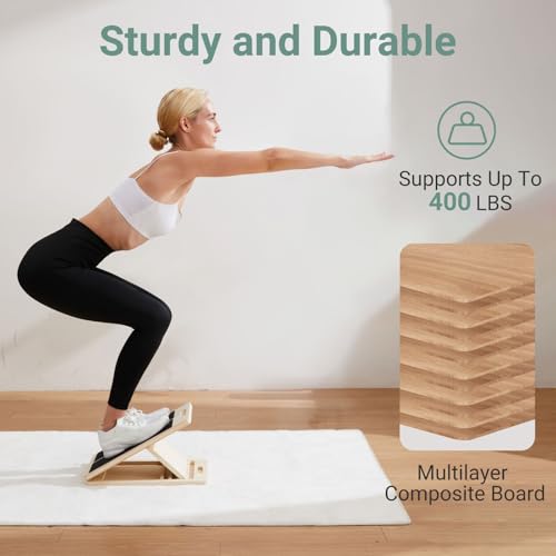 Slant Board for Calf Stretching, Adjustable Wooden Incline Board