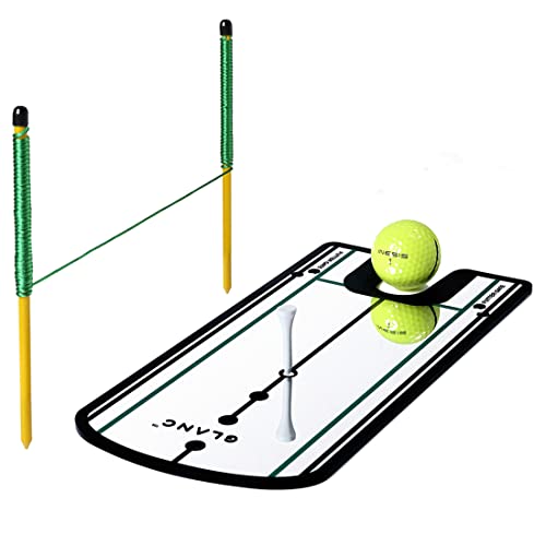 GLANC Golf Putting Alignment Mirror (12” x 6”), Putting Training Aids with Carry Bag for Indoor & Outdoor Use, Trainer Putting Practice Mirror for Improving Technique Accuracy Posture