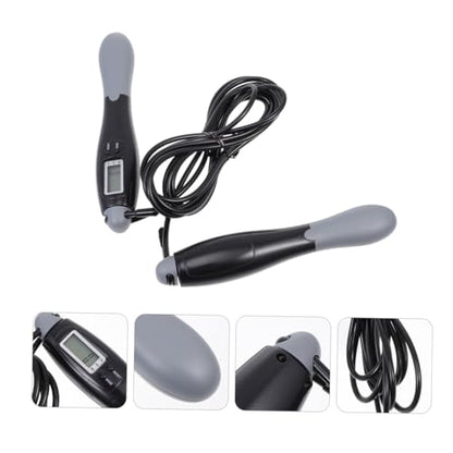 Smart Jump Rope Fitness Skipping Rope with Steel Wire Digital Counter for Adults Black-grey for Home and Outdoor Training