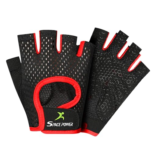 spacepower Workout Gloves - Lightweight Breathable Gym Gloves for Women & Men's Exercise - color: Red, size: Small