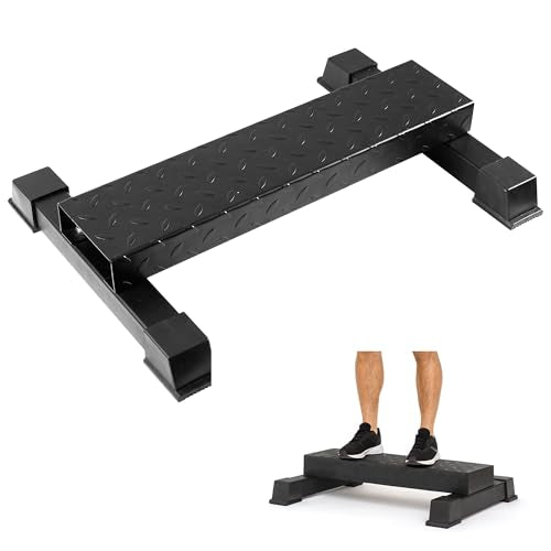 Steel Standing Calf Raise Bar, Anti-Slip Calf Raise Block & Platform, Calf Stretcher Machine for Home Gym, Ankle Rehab & Squat - color: Black-4.61in