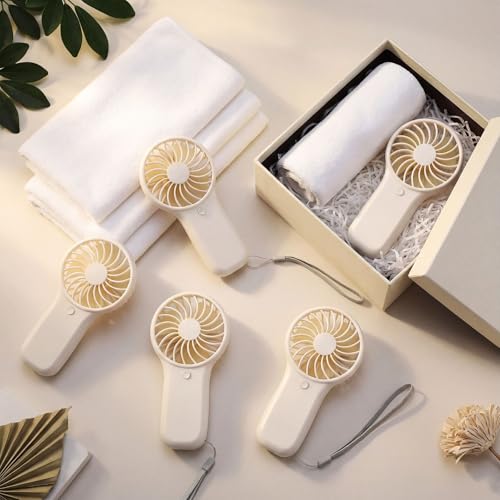 24 Pcs Summer Sets Includes 40"x12" Cooling Towels and Mini Handheld Fan Bulk, Workout Towel Sweat Towels for Hot Weather Gym, Portable Small Fan for Summer Team Travel Gifts (White)