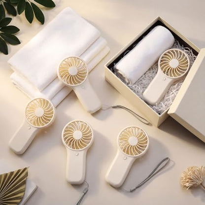 24 Pcs Summer Sets Includes 40"x12" Cooling Towels and Mini Handheld Fan Bulk, Workout Towel Sweat Towels for Hot Weather Gym, Portable Small Fan for Summer Team Travel Gifts (White)