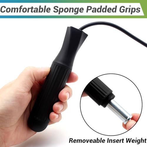 Benvo Ropeless Jump Rope Speed Skipping Rope Cordless with 180g Removable Weights for Double Unders, Exercise, WOD, Boxing, MMA Beachbody Training Fitness (Black)