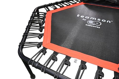 Teamson by Crowntec 50'' Steel Fitness Trampoline, 286 LBS Max Load Mini Rebounder with Handlebar, UV-Resistant Steel Exercise Trampoline for Indoor/Outdoor Workout, Red