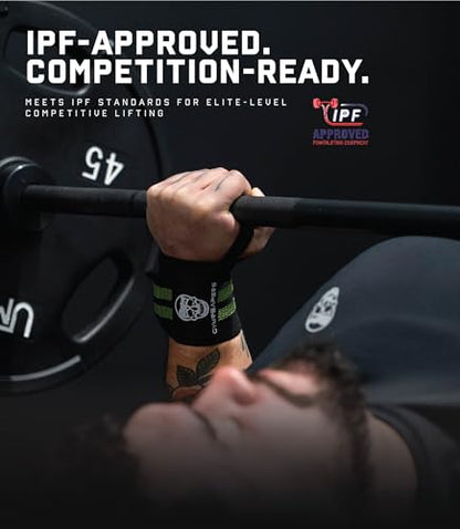 Gymreapers Weightlifting Wrist Wraps (IPF Approved) Professional Quality Wrist Support with Heavy Duty Thumb Loop - Best Wrap for Powerlifting Competition, Strength Training, Bodybuilding - color: Military Green