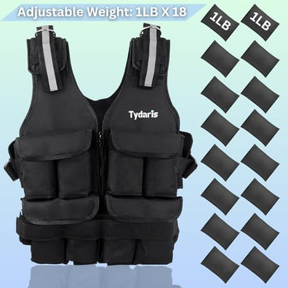 Adjustable Weighted Vest - 2-18lbs/2-42lbs Vest with 16 Ironsand Weights and Large Pocket, Weight Vest for Men and Women Strength Training, Running, Walking