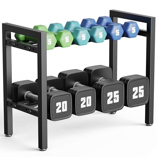 Dumbbell Rack 2-Tier Adjustable Weight Rack For Home Gym Dumbbells Kettlebell (Rack Only) - size: 20IN（L）