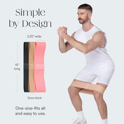 Bala Bands Resistance Bands, Non-Slip Fabric Exercise Bands - color: BLUSH, CHARCOAL, SAND, size: Resistance Bands (Set of 3)