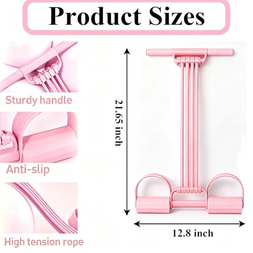 Pedal Resistance Band with Handle, 2026 New Upgraded 8-Tube 3-in-1 Multi-Function Foot Pedal Puller for Back Stretch & Chest Expand, Portable Latex Fitness with 4 Extra Replacement Tubes